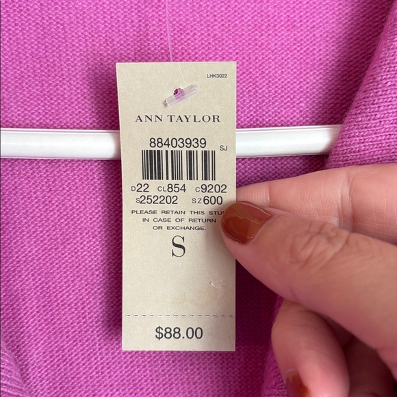 Ann Taylor Cowl neck Magenta wool angora rabbit hair cashmere Sweater small NWT - Picture 7 of 13